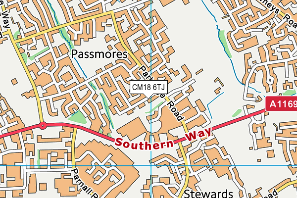 CM18 6TJ map - OS VectorMap District (Ordnance Survey)
