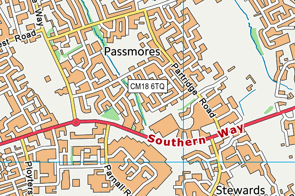 CM18 6TQ map - OS VectorMap District (Ordnance Survey) CM18 6TQ map - OS VectorMap District (Ordnance Survey)