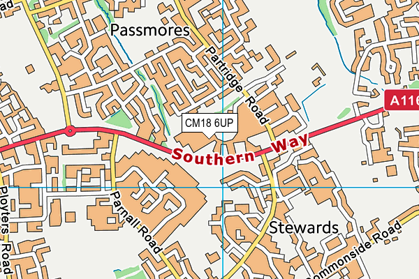 CM18 6UP map - OS VectorMap District (Ordnance Survey)