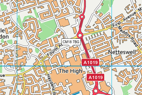 CM18 7BG map - OS VectorMap District (Ordnance Survey)