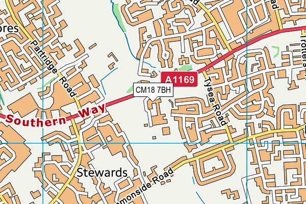 CM18 7BH map - OS VectorMap District (Ordnance Survey)