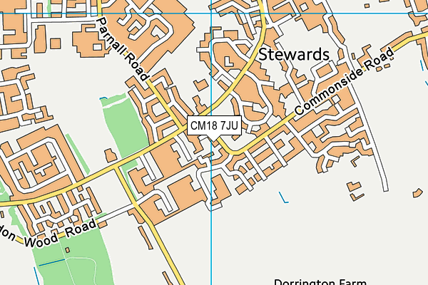 CM18 7JU map - OS VectorMap District (Ordnance Survey) CM18 7JU map - OS VectorMap District (Ordnance Survey)