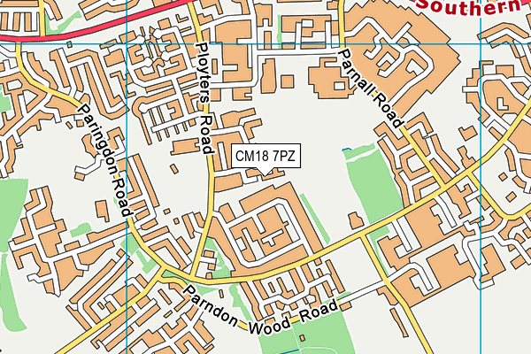 CM18 7PZ map - OS VectorMap District (Ordnance Survey) CM18 7PZ map - OS VectorMap District (Ordnance Survey)