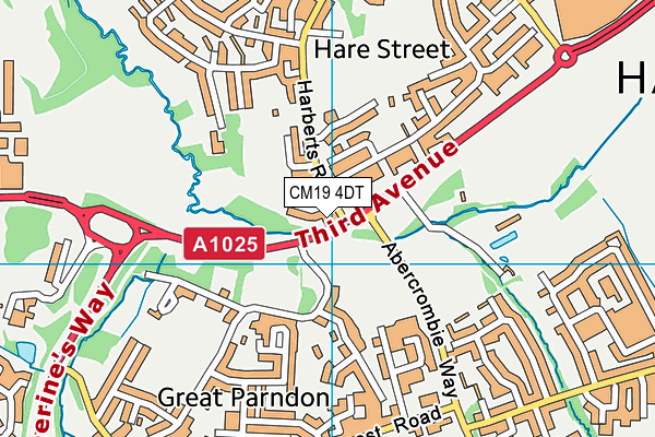 CM19 4DT map - OS VectorMap District (Ordnance Survey)