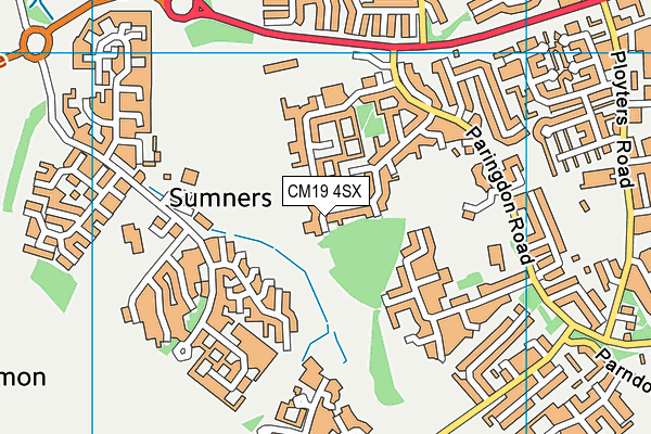 CM19 4SX map - OS VectorMap District (Ordnance Survey) CM19 4SX map - OS VectorMap District (Ordnance Survey)