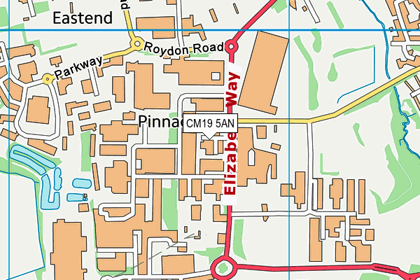 CM19 5AN map - OS VectorMap District (Ordnance Survey)