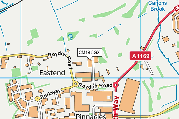 CM19 5GX map - OS VectorMap District (Ordnance Survey)