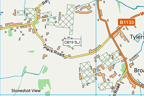 CM19 5LJ map - OS VectorMap District (Ordnance Survey) CM19 5LJ map - OS VectorMap District (Ordnance Survey)