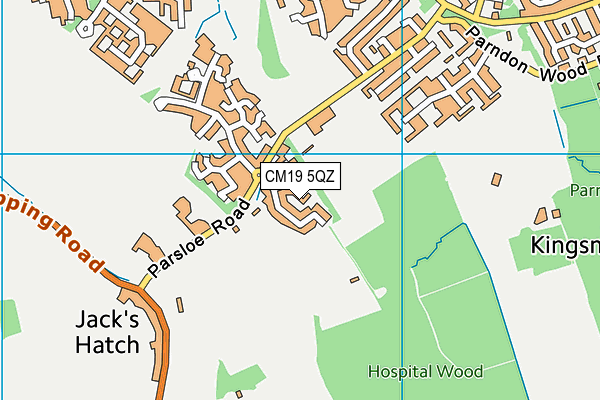 CM19 5QZ map - OS VectorMap District (Ordnance Survey)