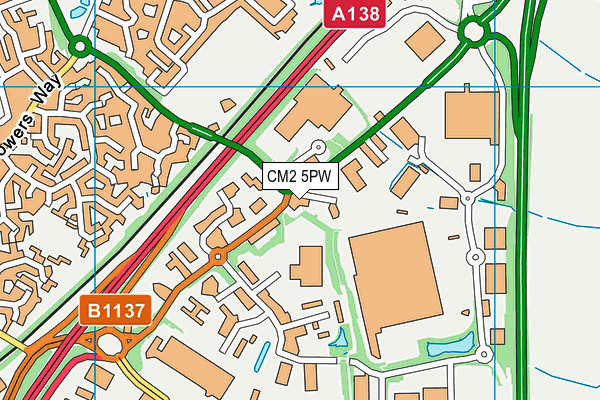 CM2 5PW map - OS VectorMap District (Ordnance Survey) CM2 5PW map - OS VectorMap District (Ordnance Survey)