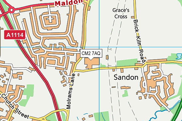 CM2 7AQ map - OS VectorMap District (Ordnance Survey)