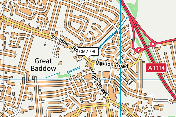 CM2 7BL map - OS VectorMap District (Ordnance Survey) CM2 7BL map - OS VectorMap District (Ordnance Survey)
