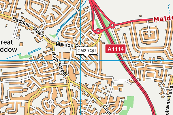 CM2 7QU map - OS VectorMap District (Ordnance Survey) CM2 7QU map - OS VectorMap District (Ordnance Survey)
