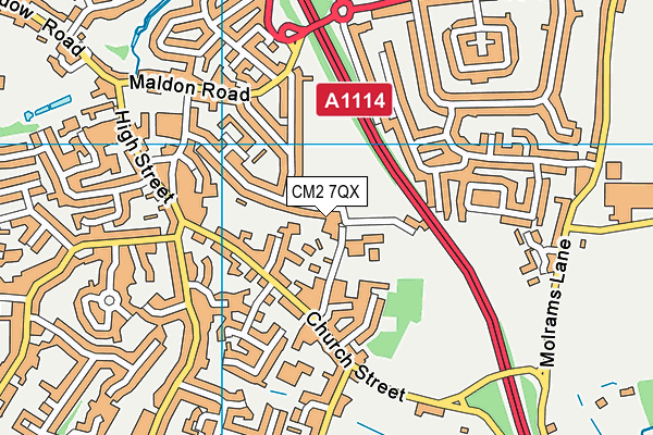 CM2 7QX map - OS VectorMap District (Ordnance Survey) CM2 7QX map - OS VectorMap District (Ordnance Survey)