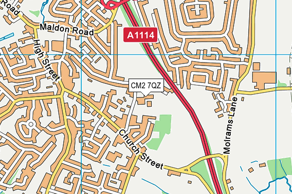 CM2 7QZ map - OS VectorMap District (Ordnance Survey) CM2 7QZ map - OS VectorMap District (Ordnance Survey)