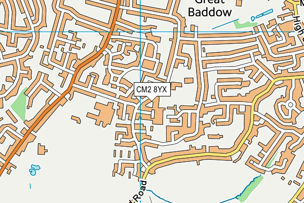 CM2 8YX map - OS VectorMap District (Ordnance Survey) CM2 8YX map - OS VectorMap District (Ordnance Survey)