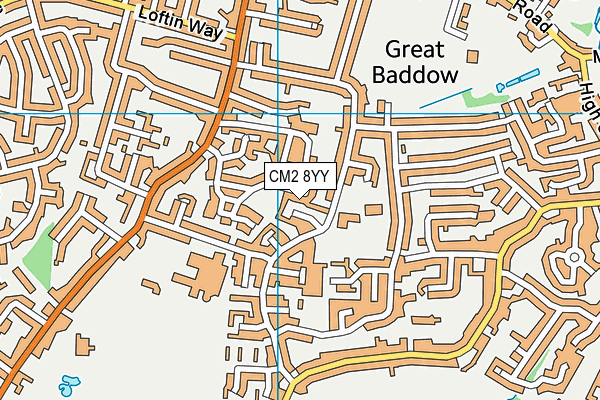 CM2 8YY map - OS VectorMap District (Ordnance Survey) CM2 8YY map - OS VectorMap District (Ordnance Survey)