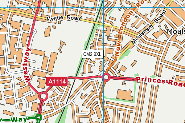 CM2 9XL map - OS VectorMap District (Ordnance Survey) CM2 9XL map - OS VectorMap District (Ordnance Survey)