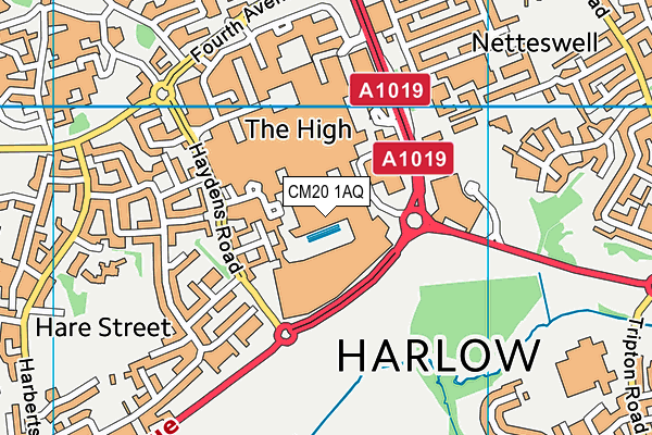 CM20 1AQ map - OS VectorMap District (Ordnance Survey)