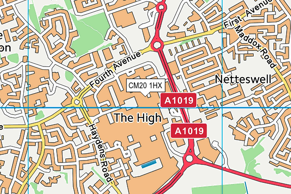 CM20 1HX map - OS VectorMap District (Ordnance Survey) CM20 1HX map - OS VectorMap District (Ordnance Survey)