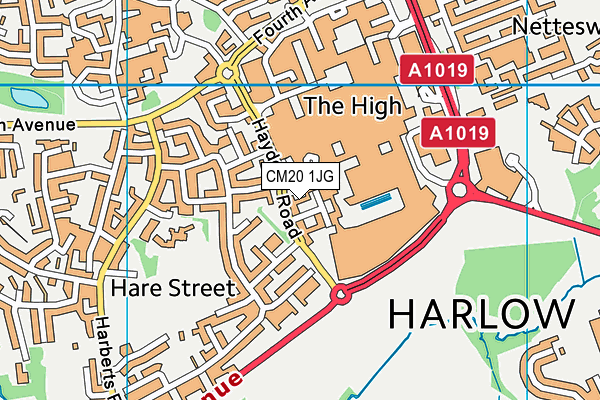 CM20 1JG map - OS VectorMap District (Ordnance Survey) CM20 1JG map - OS VectorMap District (Ordnance Survey)