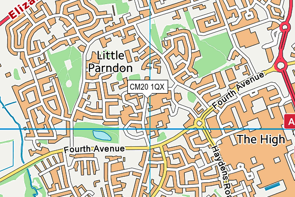 CM20 1QX map - OS VectorMap District (Ordnance Survey)