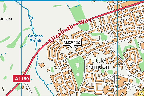 CM20 1SZ map - OS VectorMap District (Ordnance Survey)