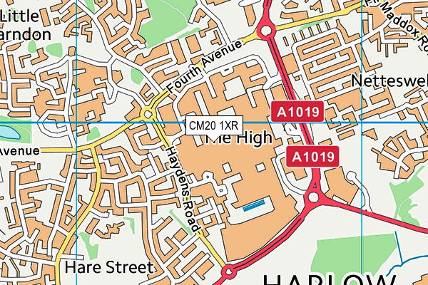 CM20 1XR map - OS VectorMap District (Ordnance Survey) CM20 1XR map - OS VectorMap District (Ordnance Survey)
