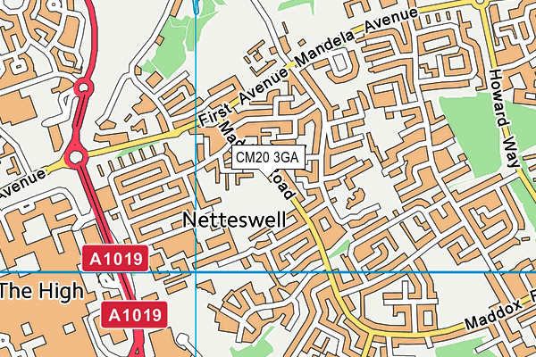 CM20 3GA map - OS VectorMap District (Ordnance Survey) CM20 3GA map - OS VectorMap District (Ordnance Survey)