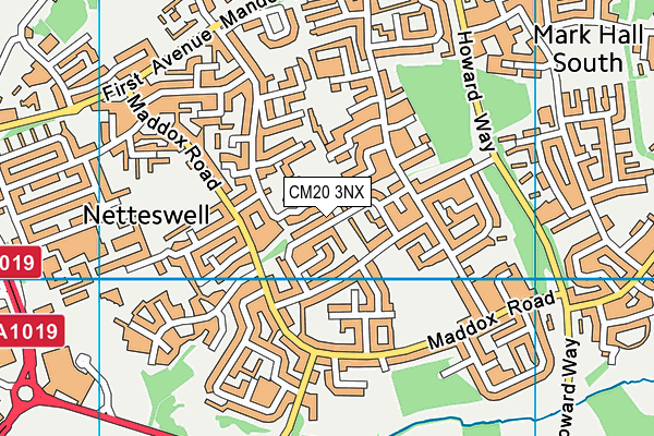 CM20 3NX map - OS VectorMap District (Ordnance Survey)