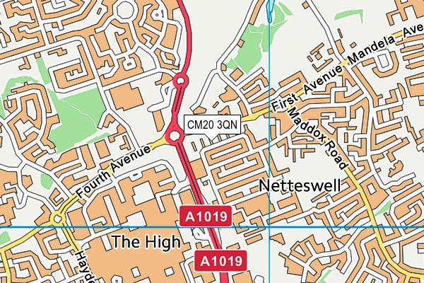 CM20 3QN map - OS VectorMap District (Ordnance Survey)