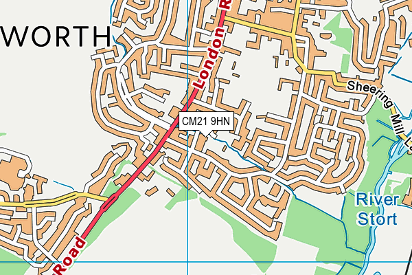 CM21 9HN map - OS VectorMap District (Ordnance Survey)