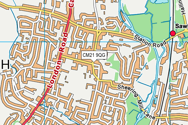CM21 9QG map - OS VectorMap District (Ordnance Survey) CM21 9QG map - OS VectorMap District (Ordnance Survey)