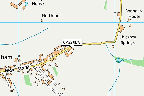 CM22 6BW map - OS VectorMap District (Ordnance Survey)