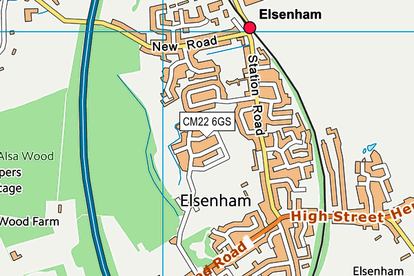 CM22 6GS map - OS VectorMap District (Ordnance Survey)