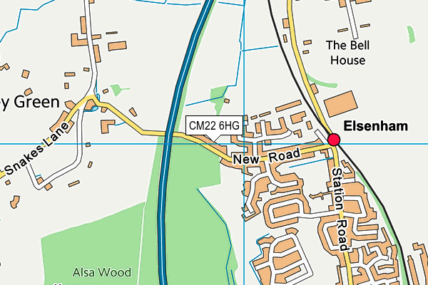 CM22 6HG map - OS VectorMap District (Ordnance Survey)