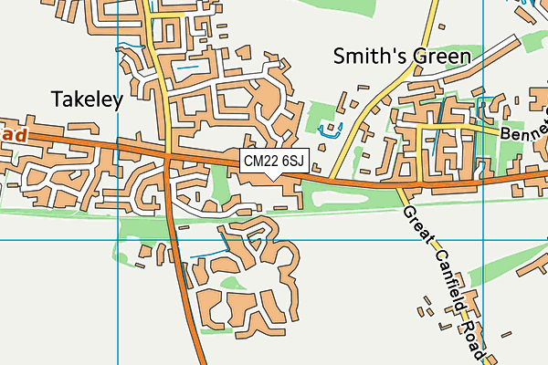 CM22 6SJ map - OS VectorMap District (Ordnance Survey)
