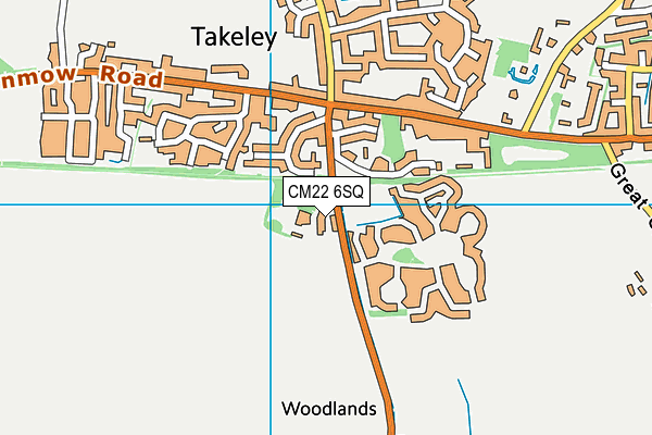CM22 6SQ map - OS VectorMap District (Ordnance Survey)