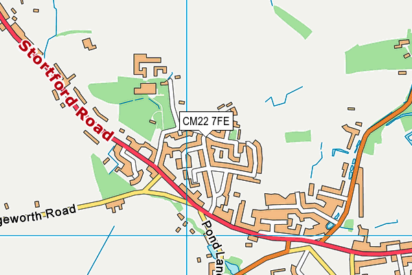 CM22 7FE map - OS VectorMap District (Ordnance Survey)