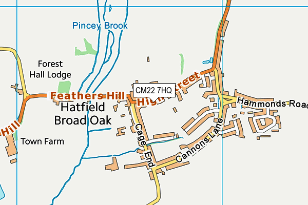 CM22 7HQ map - OS VectorMap District (Ordnance Survey)
