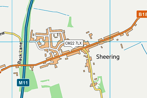 CM22 7LX map - OS VectorMap District (Ordnance Survey)