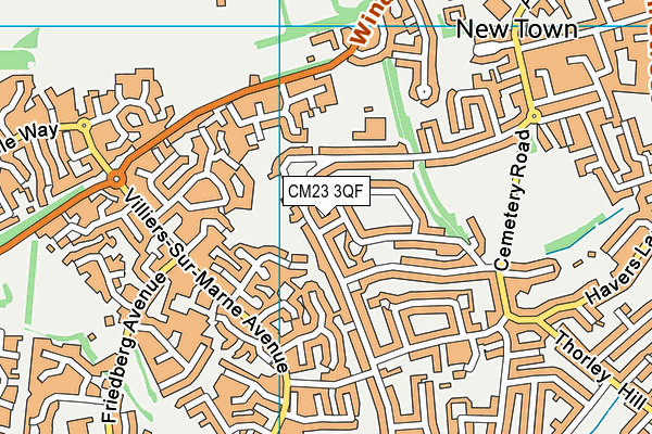 CM23 3QF map - OS VectorMap District (Ordnance Survey) CM23 3QF map - OS VectorMap District (Ordnance Survey)