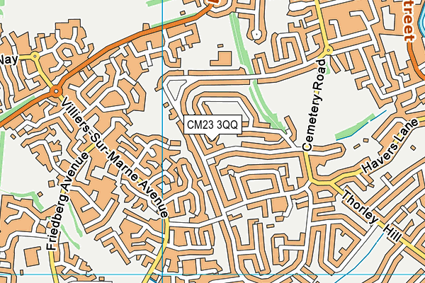 CM23 3QQ map - OS VectorMap District (Ordnance Survey) CM23 3QQ map - OS VectorMap District (Ordnance Survey)