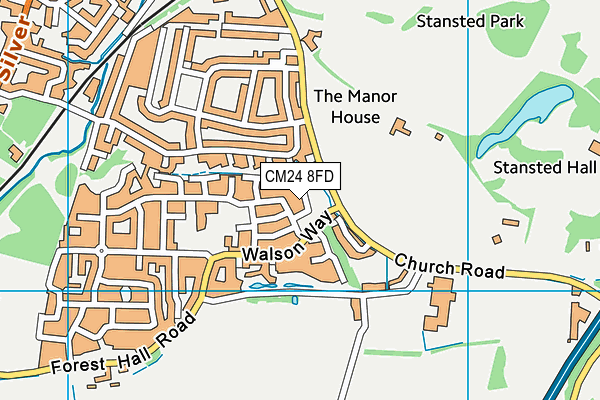 CM24 8FD map - OS VectorMap District (Ordnance Survey)