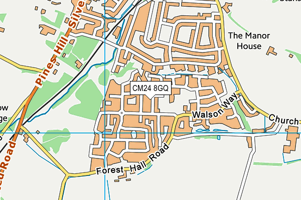 CM24 8GQ map - OS VectorMap District (Ordnance Survey)