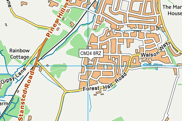CM24 8RZ map - OS VectorMap District (Ordnance Survey) CM24 8RZ map - OS VectorMap District (Ordnance Survey)