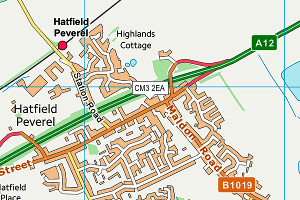 CM3 2EA map - OS VectorMap District (Ordnance Survey) CM3 2EA map - OS VectorMap District (Ordnance Survey)