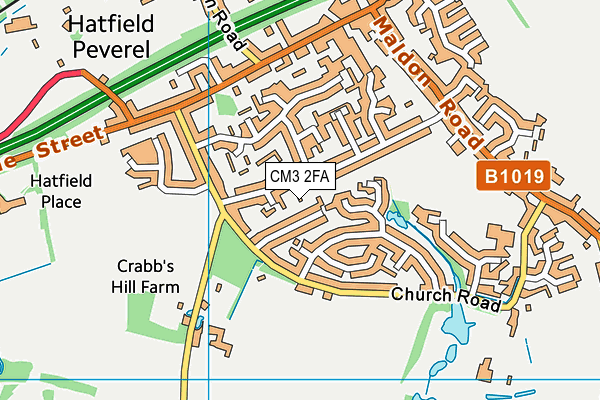 CM3 2FA map - OS VectorMap District (Ordnance Survey) CM3 2FA map - OS VectorMap District (Ordnance Survey)