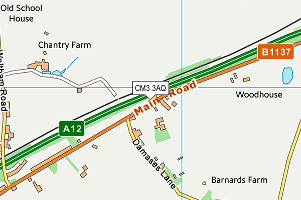 CM3 3AQ map - OS VectorMap District (Ordnance Survey)