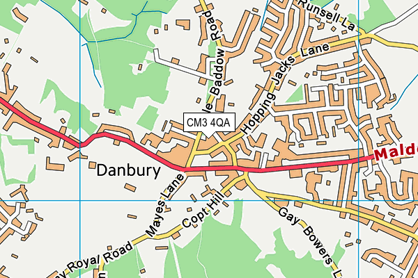 CM3 4QA map - OS VectorMap District (Ordnance Survey) CM3 4QA map - OS VectorMap District (Ordnance Survey)